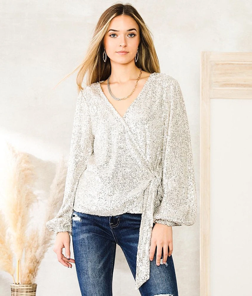 Sequin Wrap Top