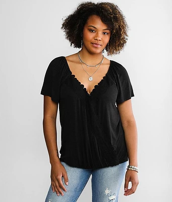 Daytrip Surplice Slub Knit Top