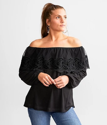 Daytrip Off The Shoulder Mesh Top
