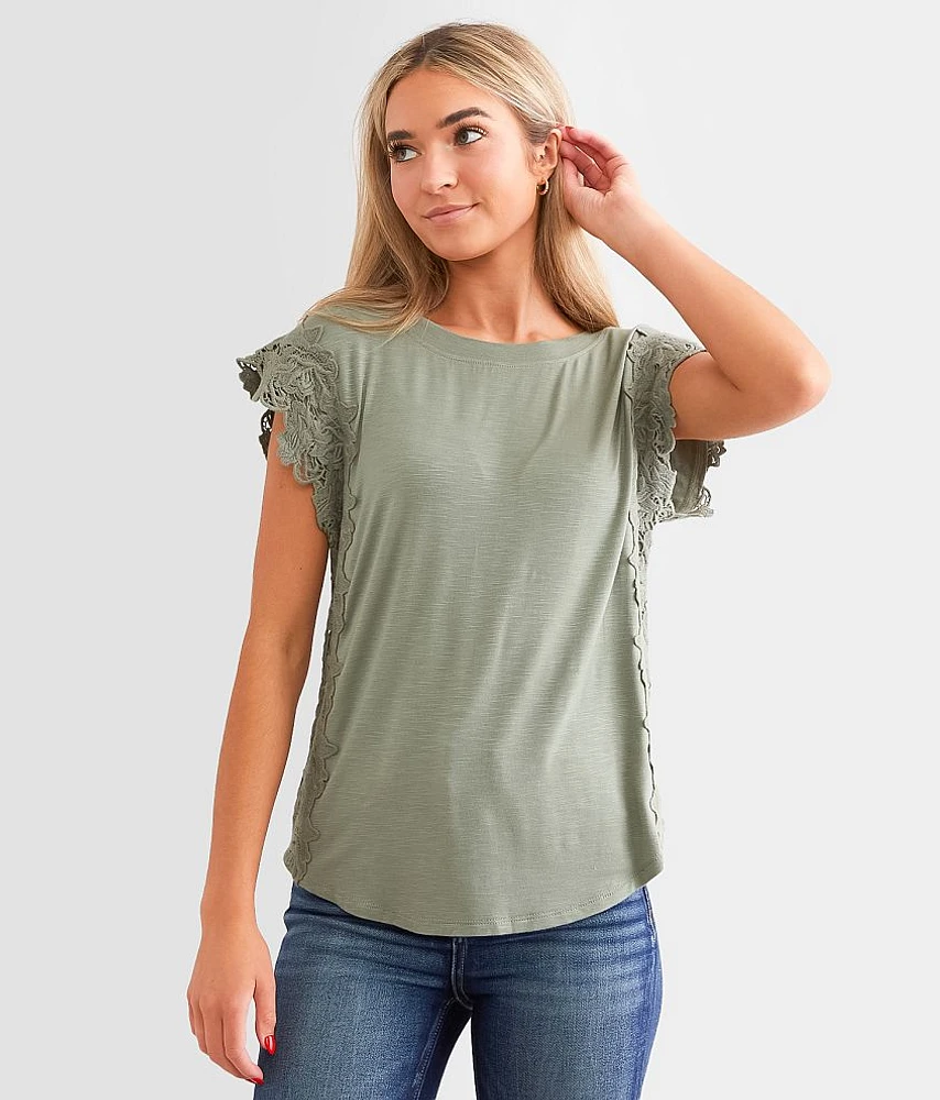 Floral Crochet Trim Top