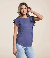 Daytrip Floral Crochet Trim Top