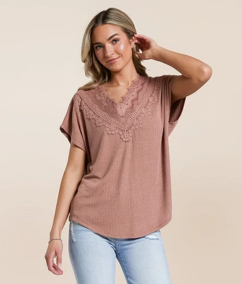 Daytrip Eyelash Lace Pieced Top