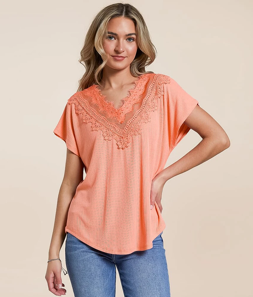 Eyelash Lace Pieced Top