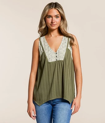 Daytrip Pieced Henley Tank Top