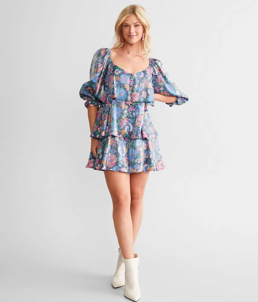Storia Floral Tiered Mini Dress