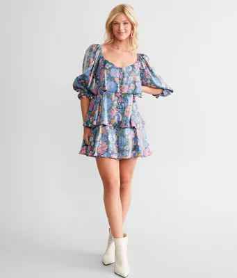 Storia Floral Tiered Mini Dress