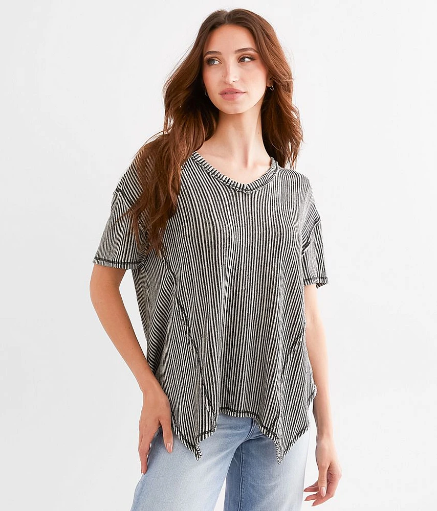 BKE Striped Open Weave Top