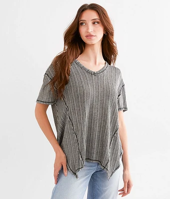 BKE Striped Open Weave Top