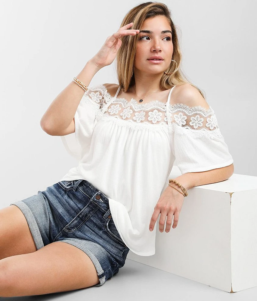 Cold Shoulder Crochet Top