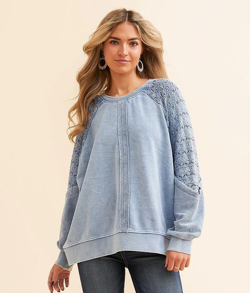 Pieced Crochet Oversized Pullover