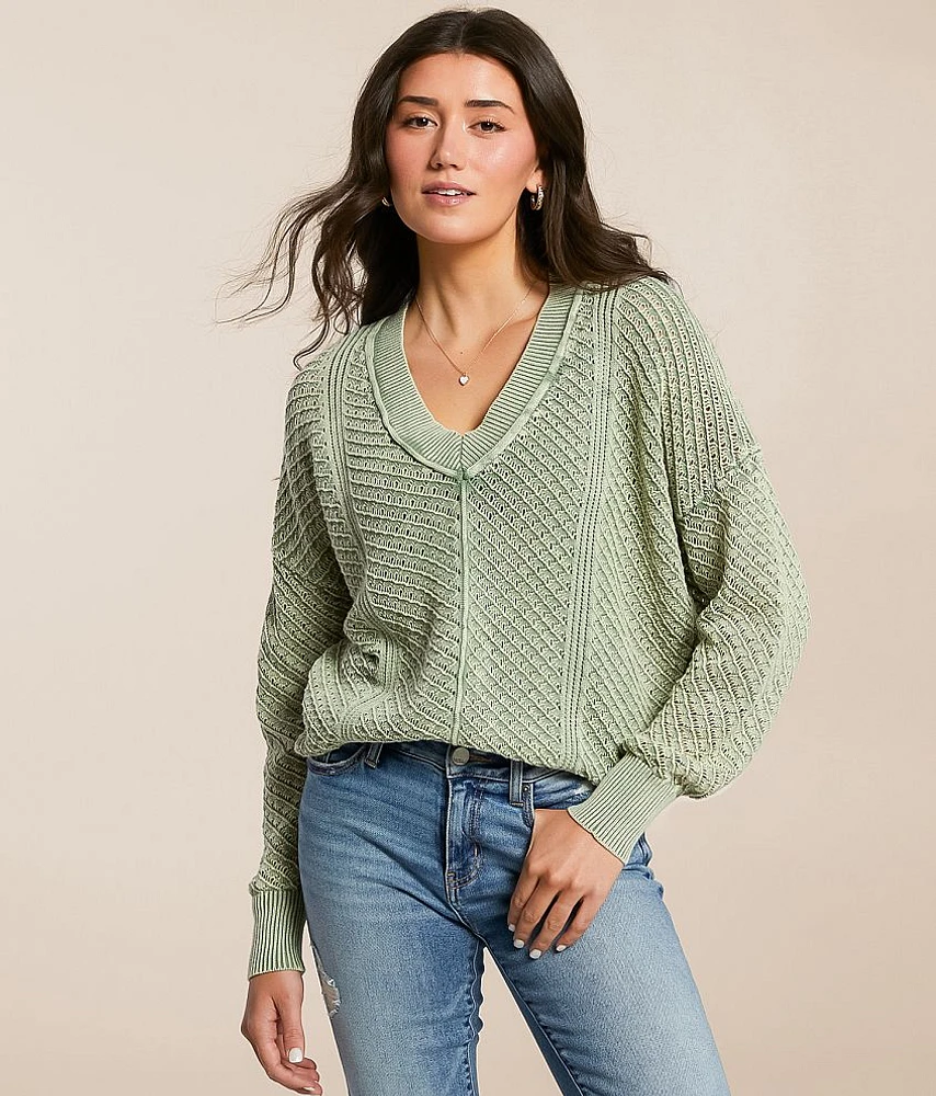 Washed Pointelle Sweater