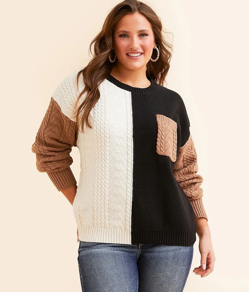 Cable Knit Color Block Sweater