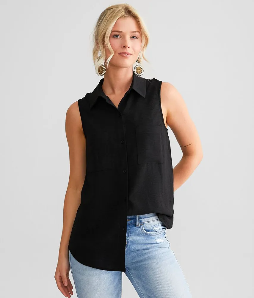 Woven Crinkle Tank Top