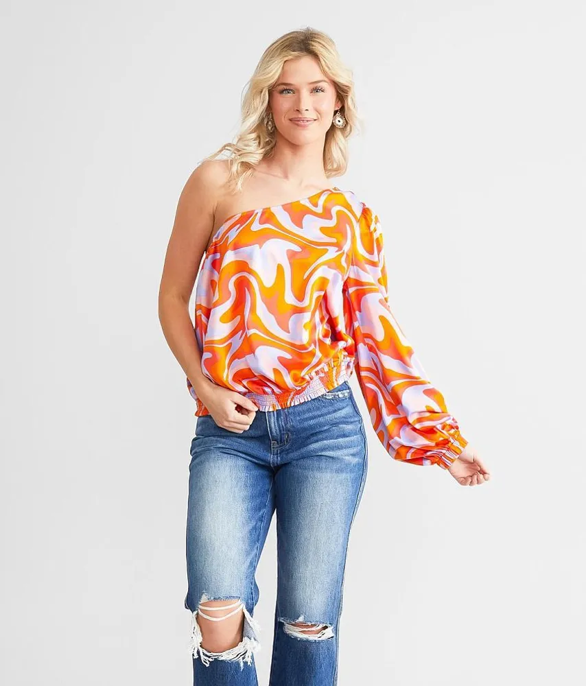 One Shoulder Wavy Bubble Top