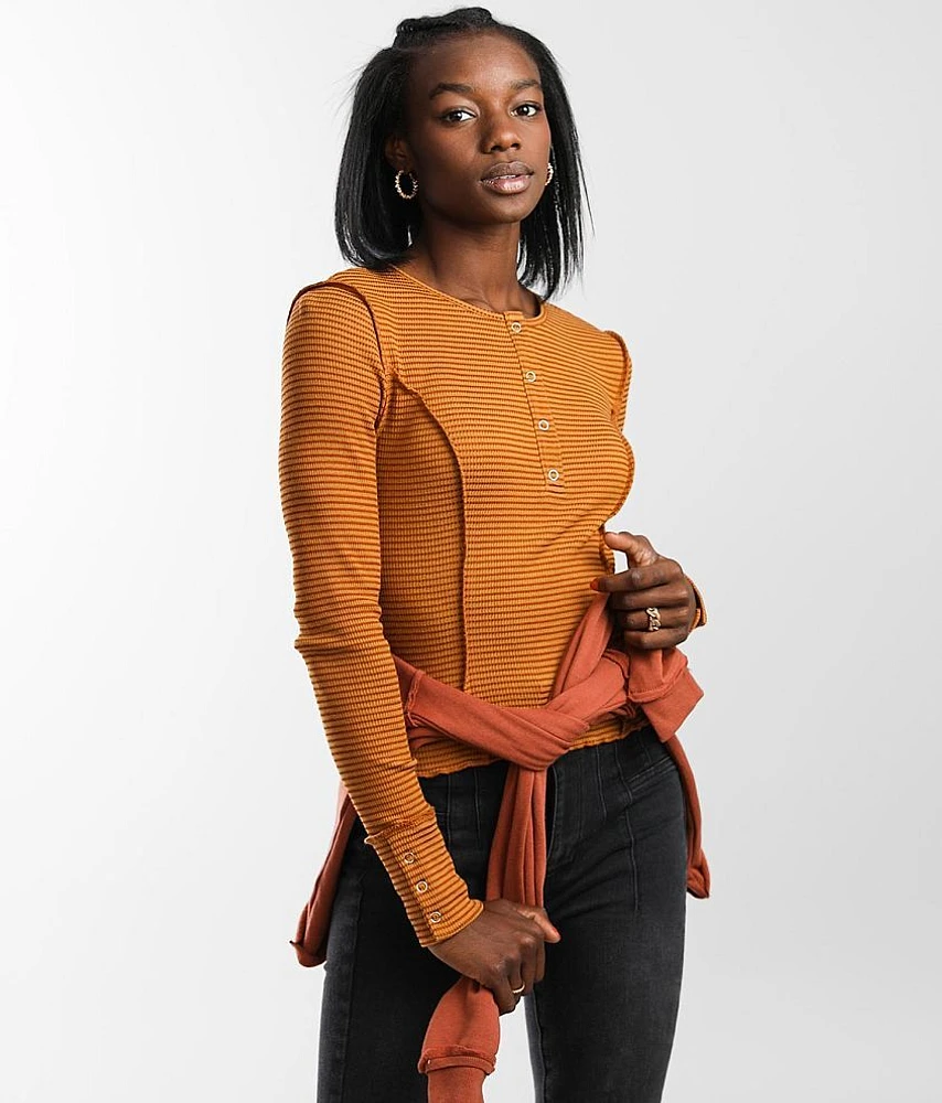 Striped Exposed Seam Henley