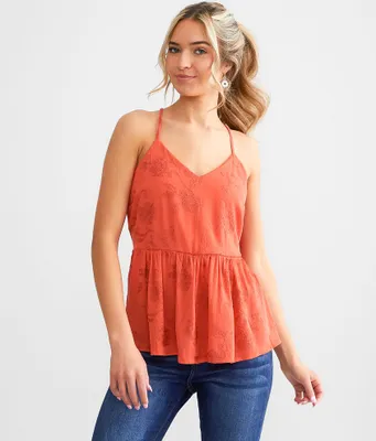 Daytrip Embroidered Peplum Tank Top