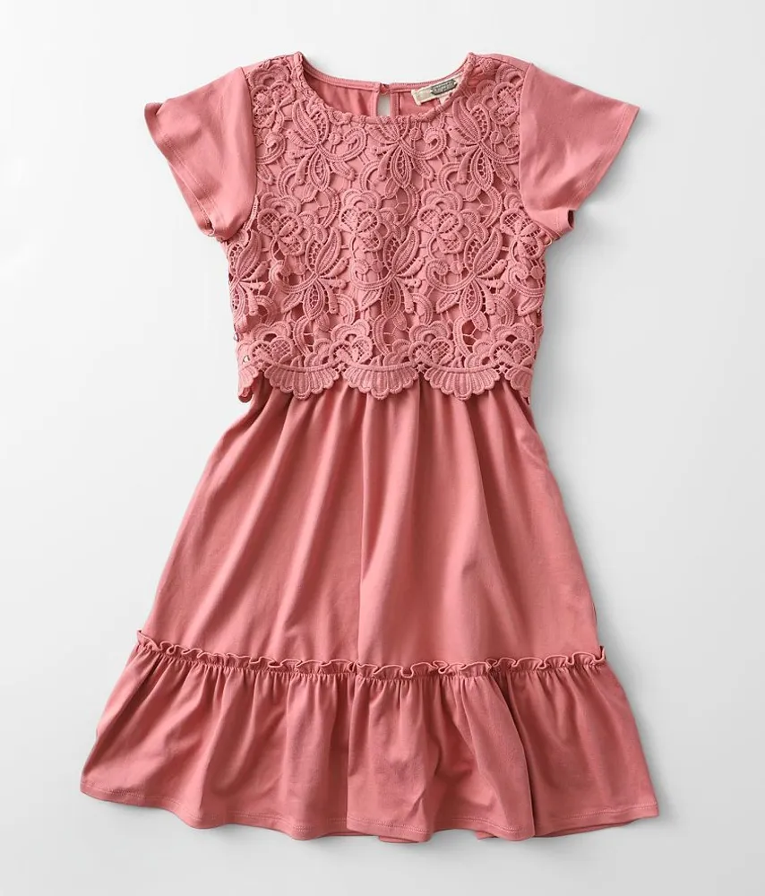 Girls - Crochet Lace Overlay Dress