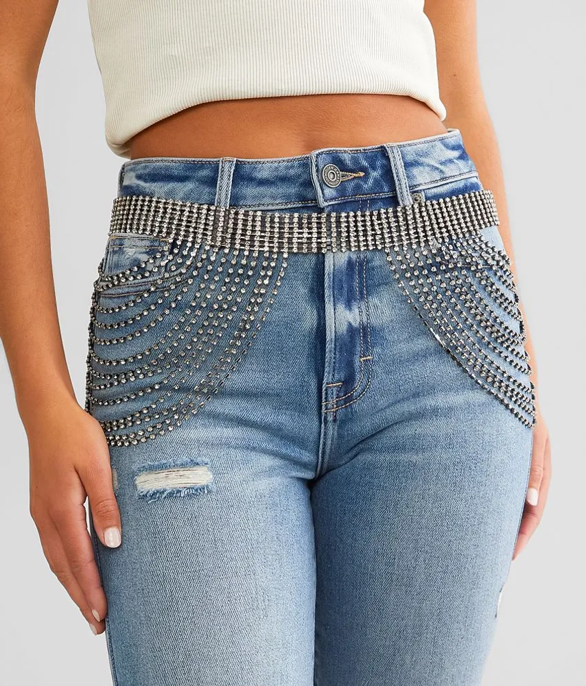 Draped Rhinestone Fringe Belt
