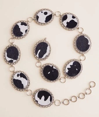 BKE Glitz Cow Print Chain Belt