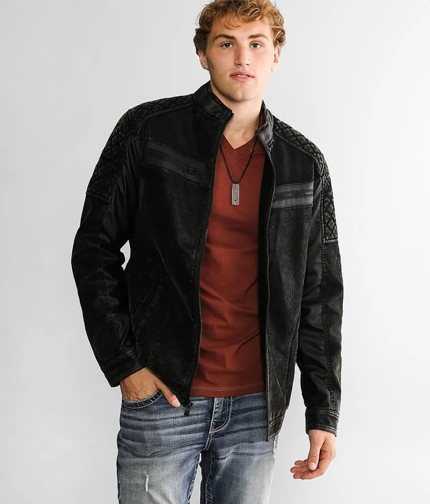 Washed Faux Leather Jacket
