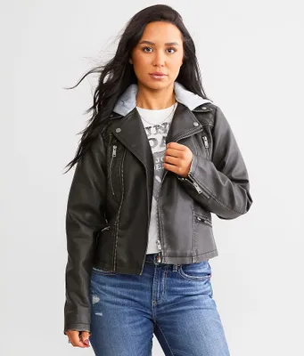 BKE Faux Leather Hooded Jacket