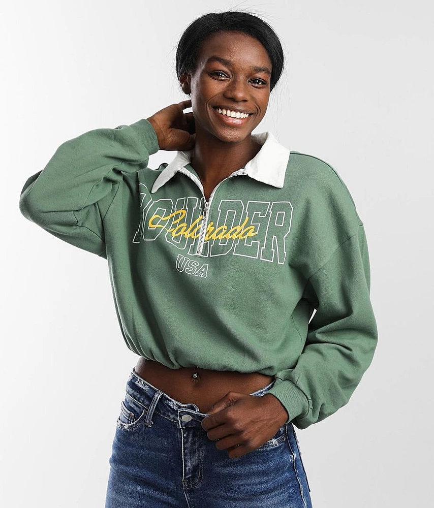 Quarter Zip Cropped Pullover
