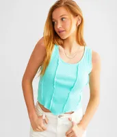 FITZ + EDDI Waffle Knit Inset Cropped Tank Top