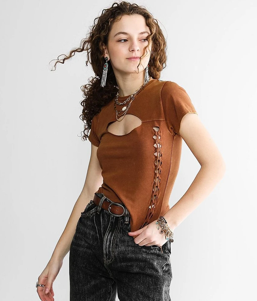 Cut-Out Washed T-Shirt