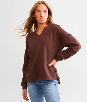 BKE Pieced Waffle Knit Top