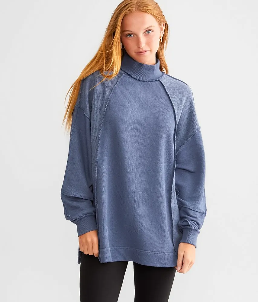 Mock Neck Pieced Top - One Size