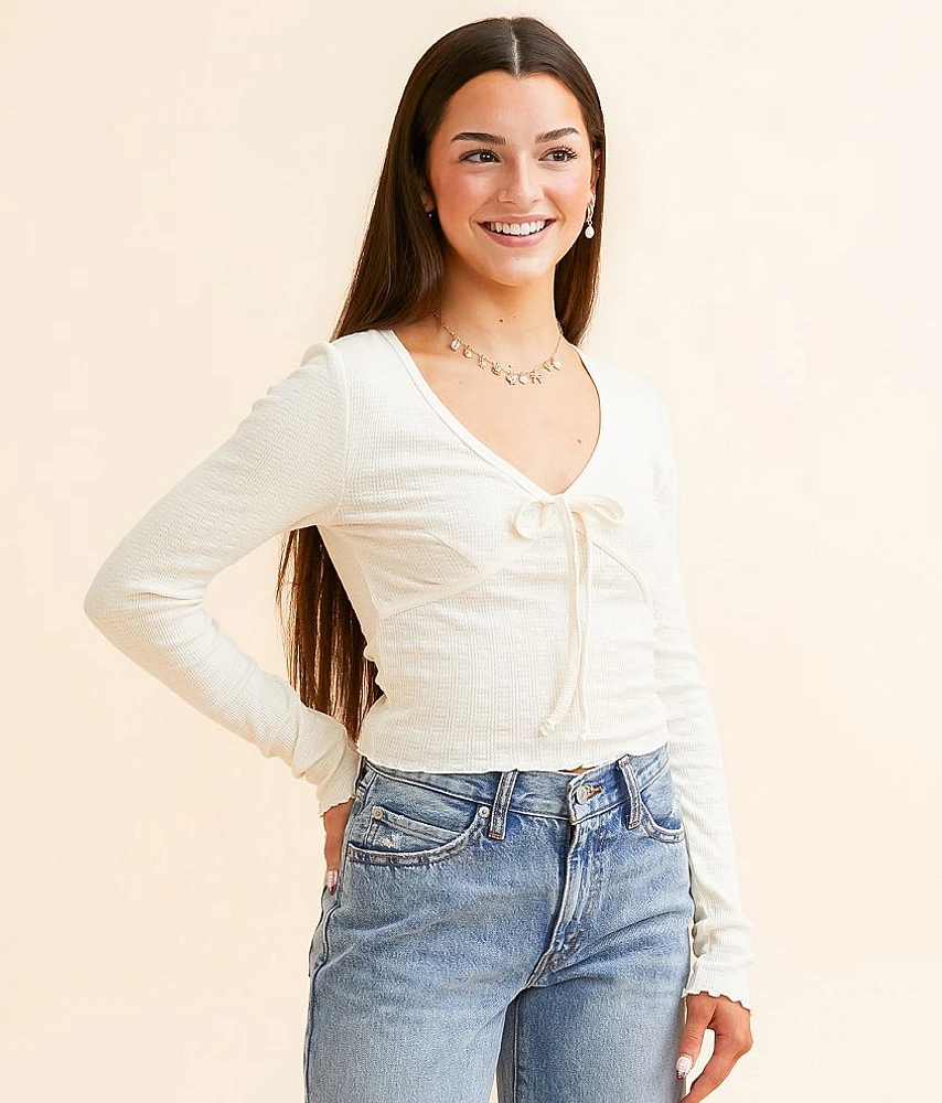 Textured Front Tie Top