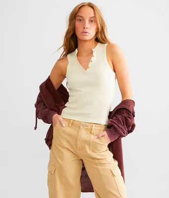 Gilded Intent Washed Henley Tank Top