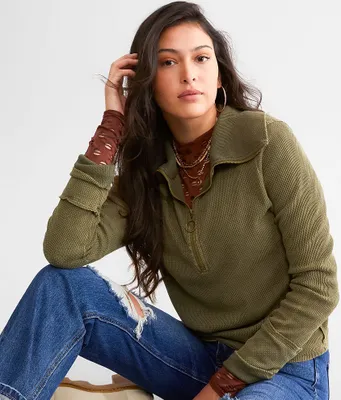BKE Quarter Zip Textured Top