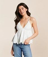 Free People Sunny Days Scalloped Peplum Tank Top