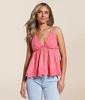 Free People Sunny Days Scalloped Peplum Tank Top
