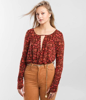 Free People Kaya Printed Keyhole Bodysuit