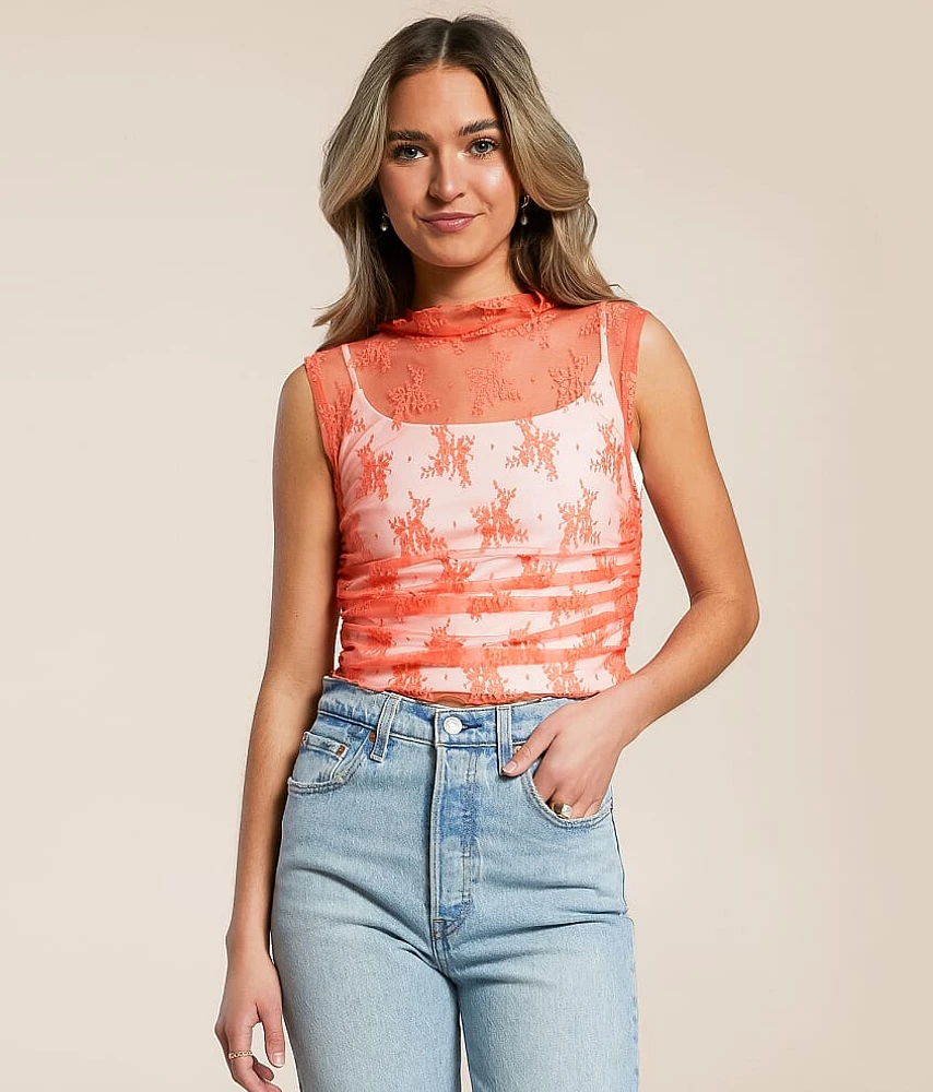 Nice Try Floral Lace Tank Top