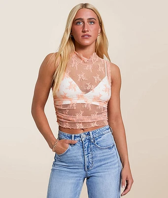 Free People Nice Try Floral Lace Tank Top