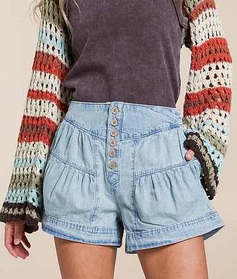 Free People Fleur Pleated Denim Short