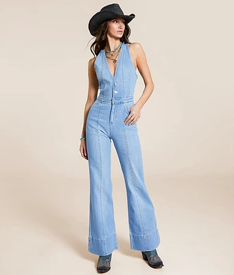 Free People Stratus Wide Leg Denim Jumpsuit