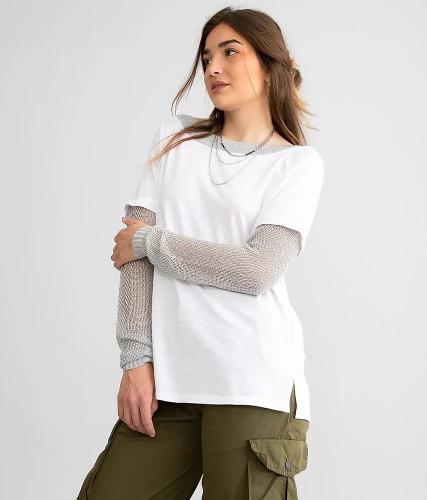 Metallic Trim Oversized Top