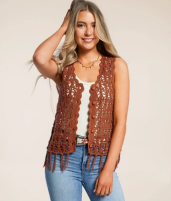Daytrip Crochet Fringe Sweater Tank Top