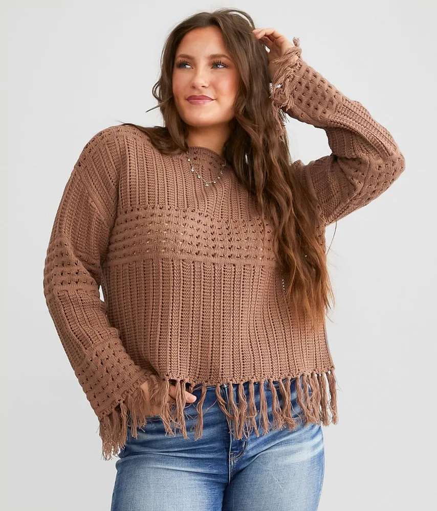 Pointelle Fringe Sweater