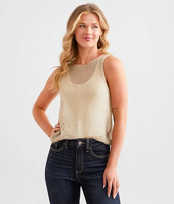 Sage & Oak Metallic Netted Tank Top