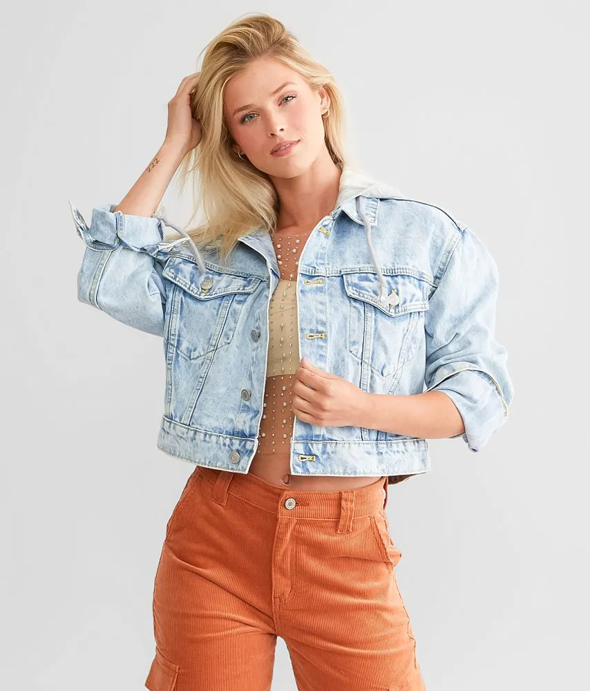 Cropped Denim Hooded Jacket