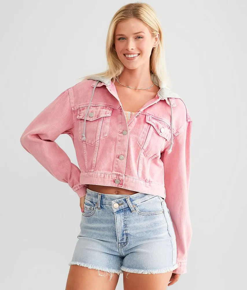 Cropped Denim Hooded Jacket