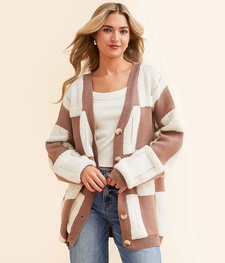 Checkered Cardigan Sweater