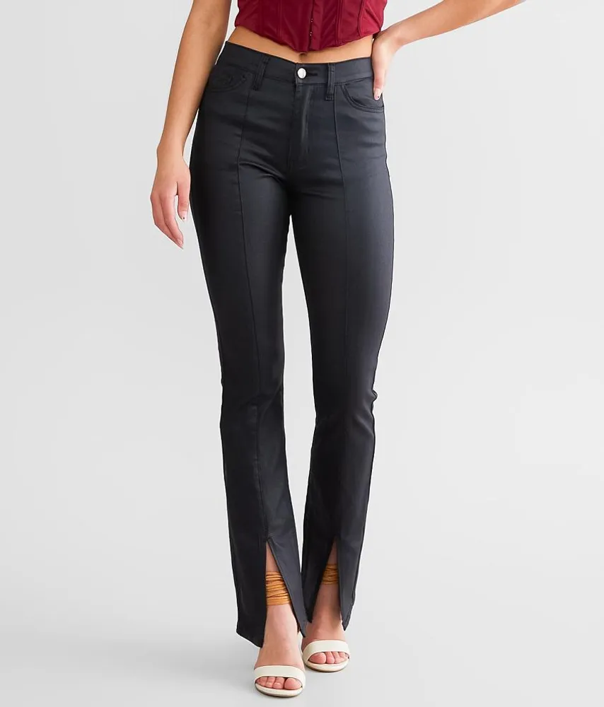 High Rise Coated Split Straight Pant