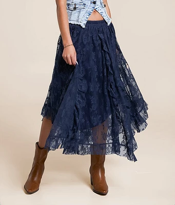 Bae Vely Floral Lace Tiered Maxi Skirt