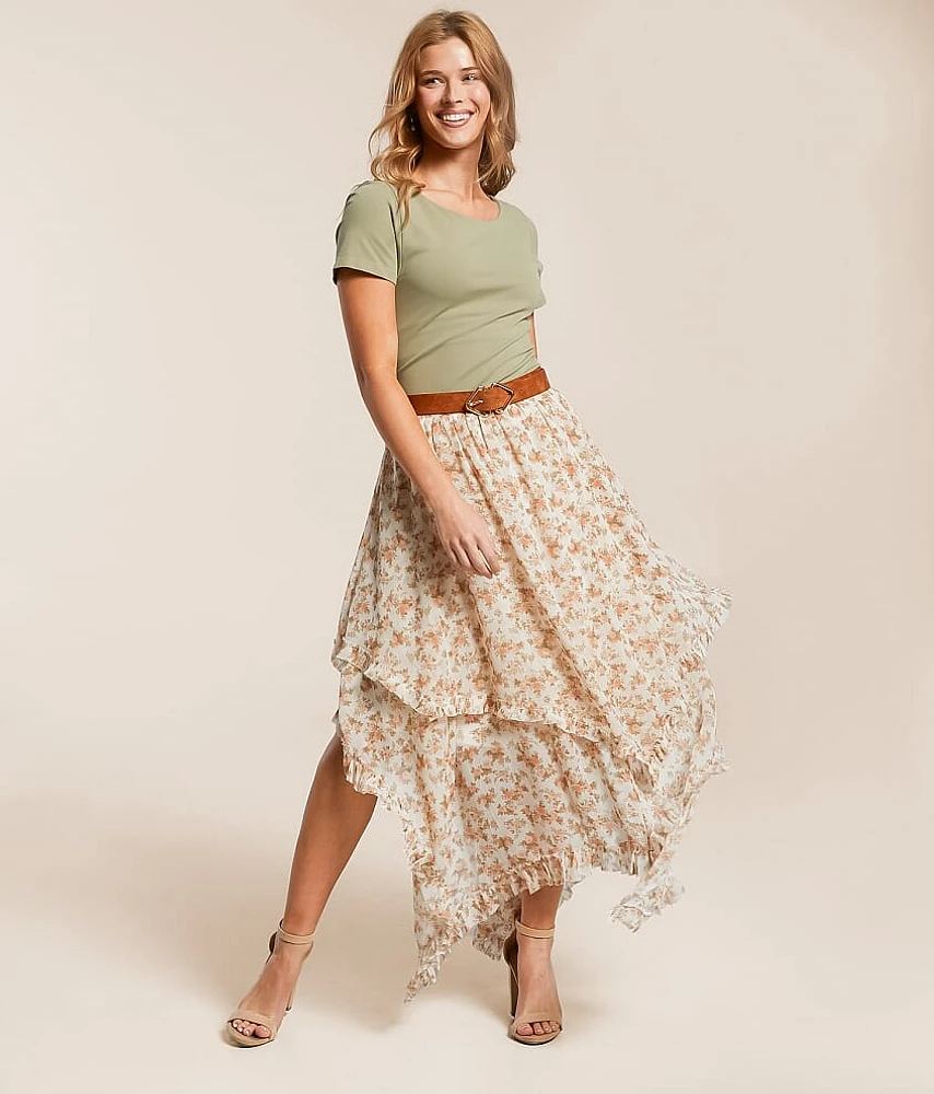 Floral Tiered Midi Skirt